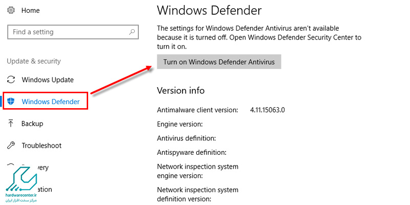 غیرفعال کردن windows defender در ویندوز۱۰
